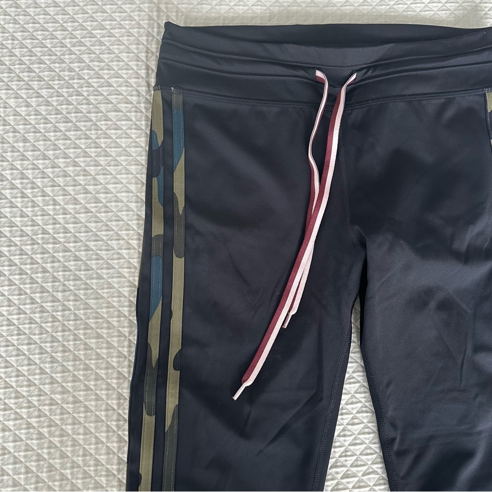 The Upside Black Camo Striped Cropped Leggings